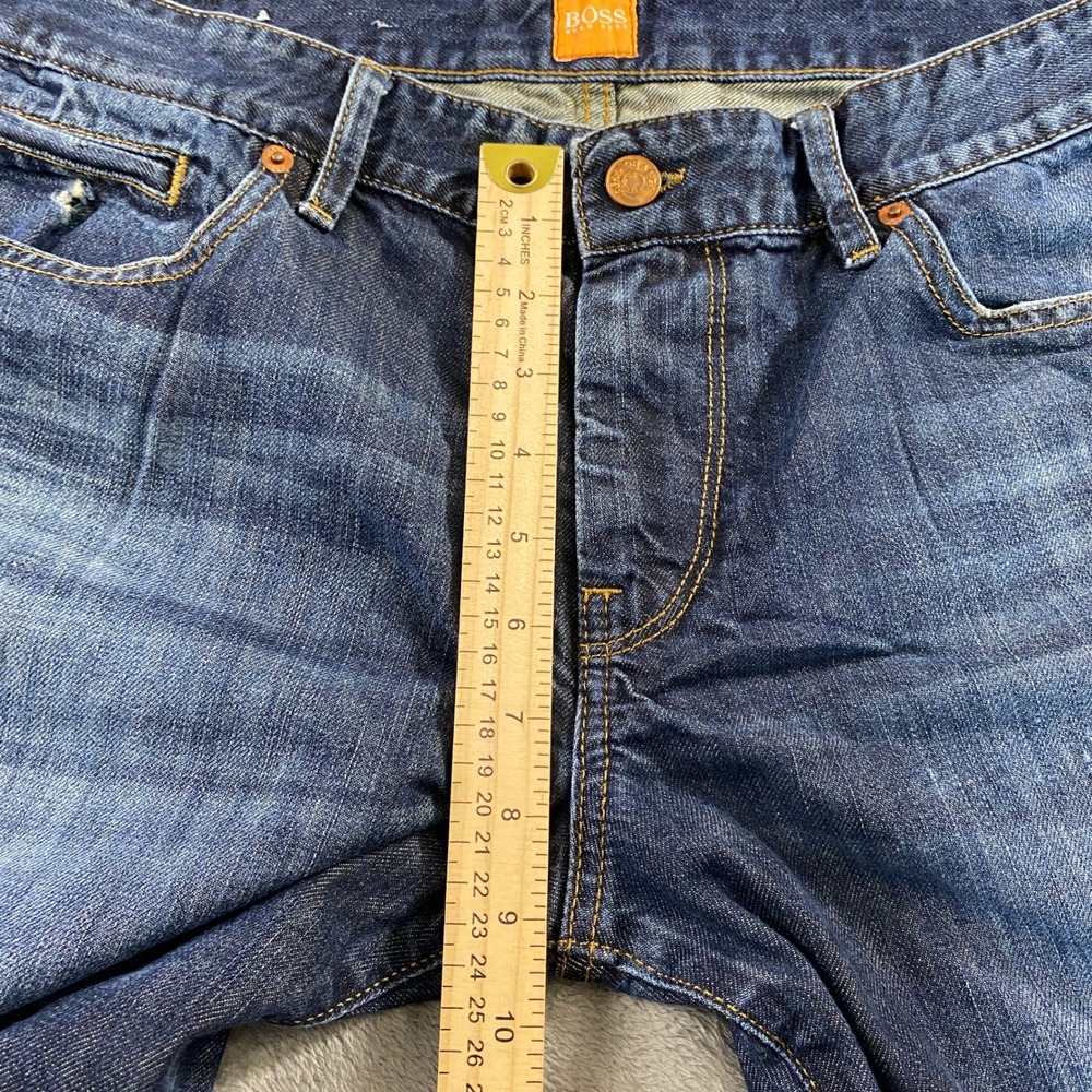 Hugo Boss Orange Jeans Mens 36x32 Blue Straight Leg Dark Wash Denim Casual - Picture 7 of 12
